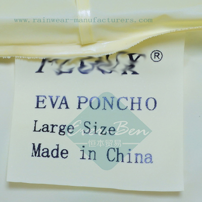 Yellow EVA plastic poncho label
